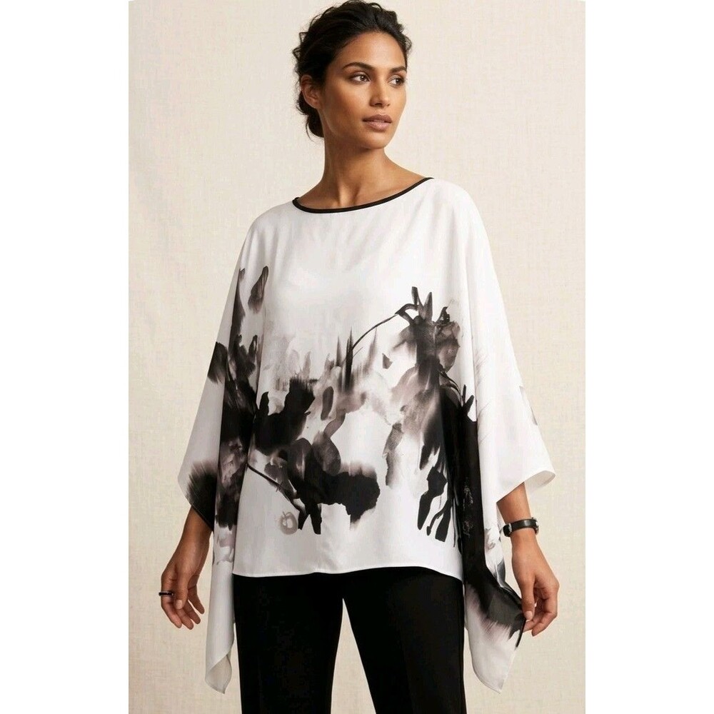 IC Collection 2 Piece Japanese Floral Poncho Top Oversized Blouse XL EUC